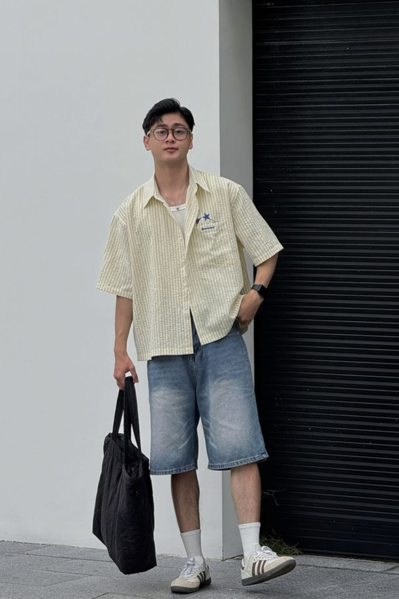Quần short sáng màu phong cách Preppy trẻ trung và năng động