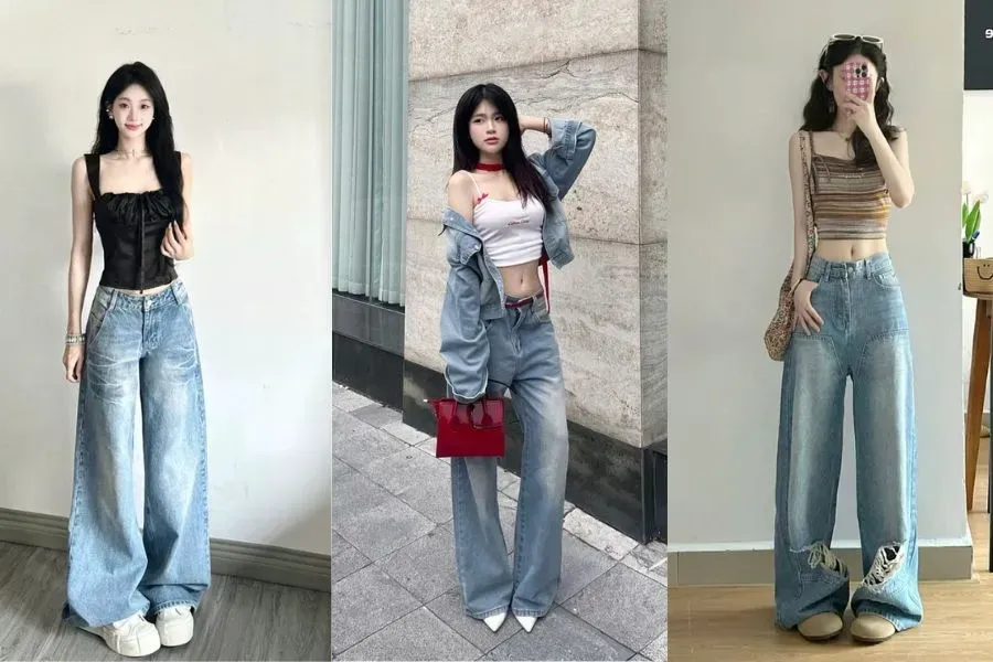 Quần ống rộng giả váy mặc với áo gì?