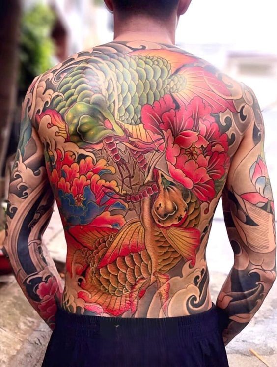 50+ Mẫu hình xăm cá chép hóa rồng full lưng đẹp
